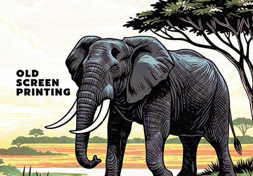 Old Screen Printing Photo Effect