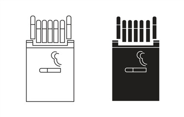 cigarette icon, cigarette stick symbol, cigarette pack, Editable Stroke, vector illustration.

