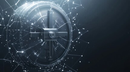 Secure vault door digital network background cybersecurity