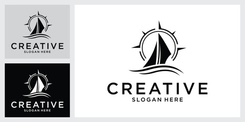 Sailboat vector logo design concept