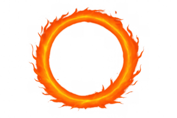 Circular fire frame burning with transparent background, perfect for visual effects and creative projects