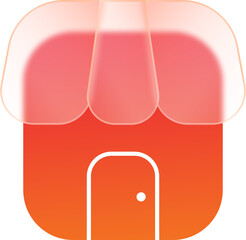 Transparent Background Market, Store, and Shop Symbol Glassmorphism Icon Design