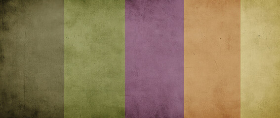 Fototapeta premium Textured background featuring vertical stripes in green, purple, orange, and yellow hues, creating vintage and artistic feel. colors blend harmoniously, evoking sense of warmth and creativity