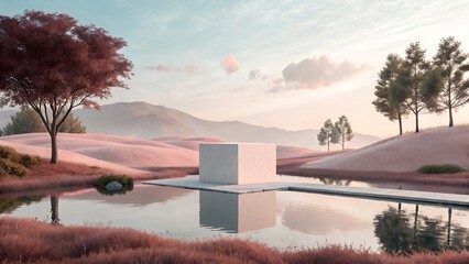 3d render of surreal panoramic background abstract