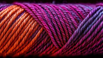 Close-up of vibrant yarn, ombre colors