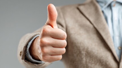 Businessman hand finger thumb up