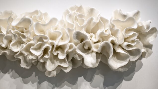 Abstract sculptural frills, creamy white