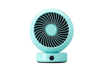 Light Blue Portable Fan Sitting on Transparent Background