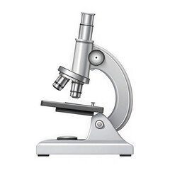 Classic laboratory microscope with metallic finish on a black background