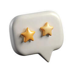 3d speech bubble with stars isolated on transparent background