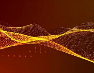 Abstract wavy lines of golden dots on a dark background