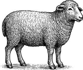 Vintage Sheep Illustration &ndash; 1800s Engraving Farm Animal Vector
