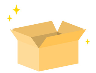 段ボール箱を開封するシーンのイラスト