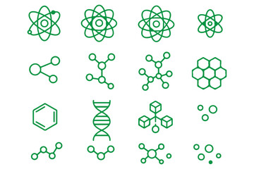 Molecule, cell, atom, protein editable stroke outline icon.