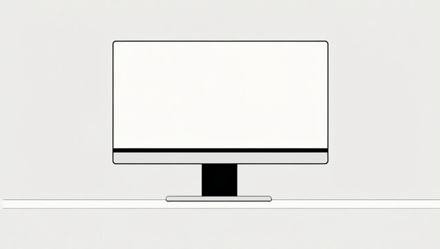 White computer monitor desktop screen display technology blank mockup device workstation digital workspace