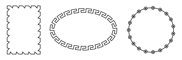 Decorative geometric line borders. Elegant ornamental dividers and ornamental border decor. Vintage line separators with geometric patterns vector 1