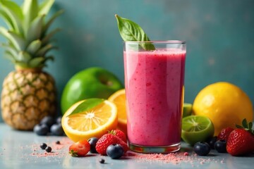 A vibrant mix of fresh fruits, vegetables, and protein sources blended into a refreshing and nutritious kitchen shake Perfect for a quick and healthy breakfast or snack , easy, antioxidant