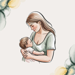 Happy Breastfeeding Week, Happy Mother's day, mother and son