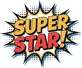 Superstar words in a comic book style transparent png vector