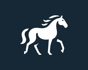 Obraz premium Stylized White Horse Silhouette Trotting Gracefully