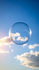 Floating bubble reflecting sky