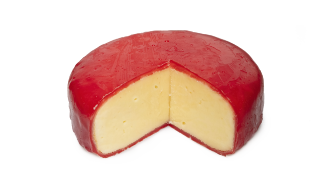 Cheese with a missing portion on a white background, isolated on transparent background. PNG file.