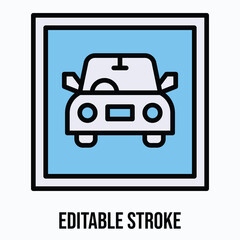 Vehicle Sign Vector Icon, Isolated Vector Lineal Color Style Icon, Editable Stroke.