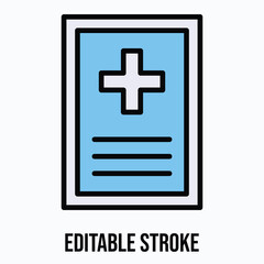 Fototapeta premium Hospital Signboard, Medical Icon Sign Vector Icon, Isolated Vector Lineal Color Style Icon, Editable Stroke.