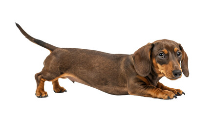Dog Lying Down Posing on White Background Studio Shot