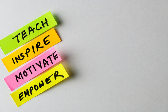 Colorful Sticky Notes Highlight Inspirational Words on a Grey Background