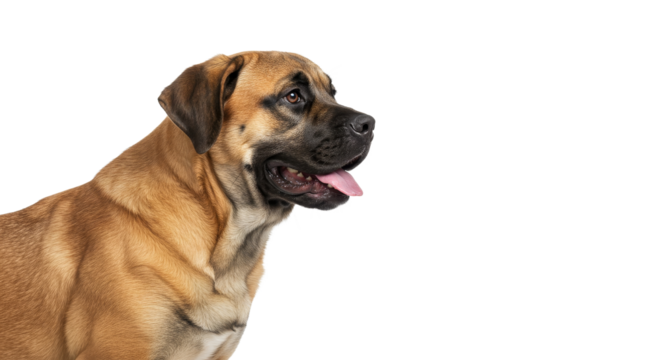 Dog Sticking Out Tongue Panted Side View on White Background