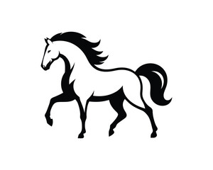 Obraz premium Elegant Black and White Horse Silhouette Vector Illustration
