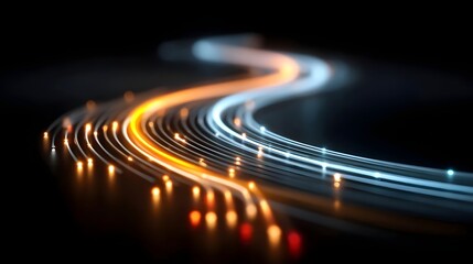 Abstract light trails on dark background