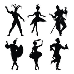  carnival silhouette set, Black & White silhouette set