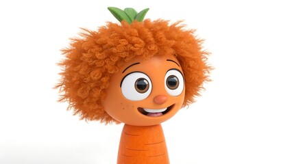 cute fluffy carropt 3d rendering isolated on white