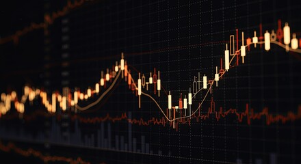 Financial candlestick chart with glowing data