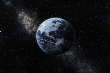 Fototapeta premium Earth in Space: A stunning view of our planet suspended in the inky blackness of the cosmos, showcasing the breathtaking beauty of the Earth as it gracefully floats among the stars.