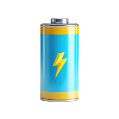 High-Quality Render of a Cylindrical Battery with Bright Colors and Metallic Features