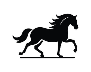 Obraz premium Elegant Horse Silhouette Trotting Gracefully in Vector Art