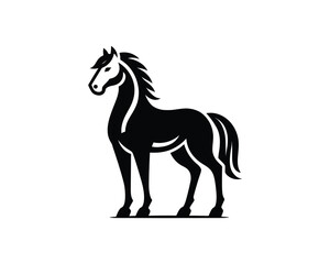 Obraz premium Elegant Black Stallion Logo Design for Brand Identity