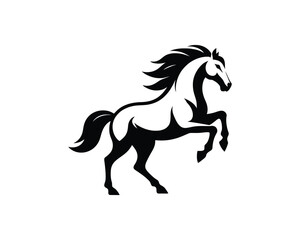 Obraz premium Stallion Prancing Heraldic Vector Silhouette Illustration