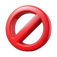 Fototapeta premium Bright red prohibition symbol with diagonal slash indicating no entry or forbidden action isolated on transparent background