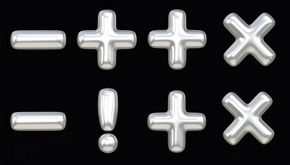 Obraz premium Silver Metallic Math Symbols on Black Background, representing Mathematical Concepts