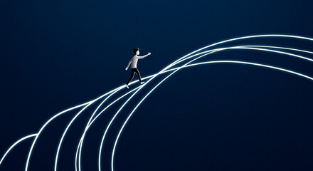 Walking Light Trail Abstract Background