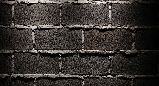 A background of a dark, weathered cinderblock wall, with a rough, porous texture and thick mortar lines, creating a gritty, urban feel.