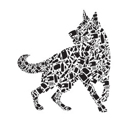 Fototapeta premium Dog Silhouette Composed of Plastic Waste