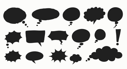 Set of black paint speech bubbles – hand drawn vector illustrations.