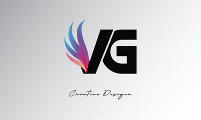 VG Feather Gradient Logo – Elegant Wing Monogram for Modern Branding & Visual Identity Design
