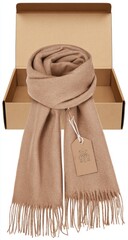 Beige scarf draped in box