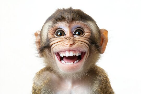 Smiling Monkey: A charming monkey flashes a wide, genuine smile, capturing the infectious joy and playfulness of the animal kingdom.